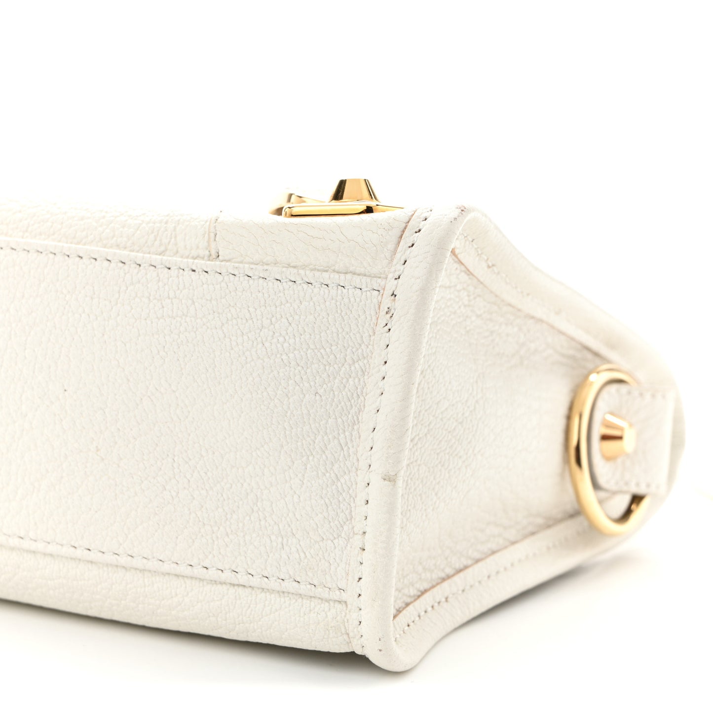 Chevre Gold Metallic Edge Hardware Mini City White