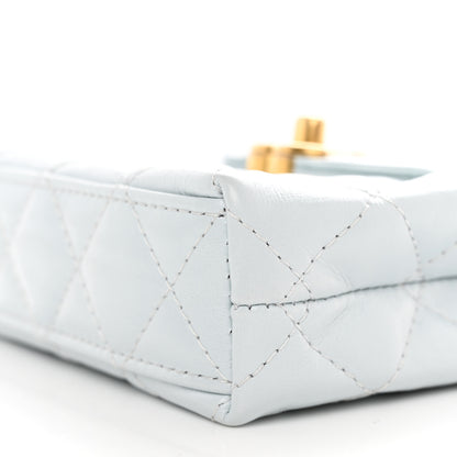 Chanel Shiny Aged Calfskin Quilted Mini Nano Kelly Shopper Light Blue 9 of 10
