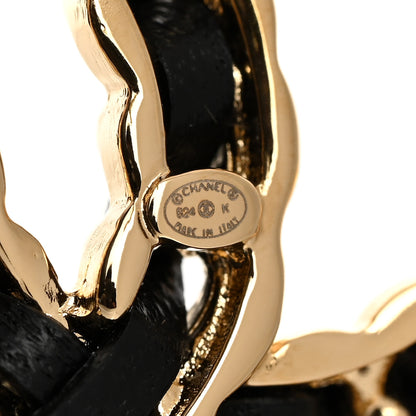 Chanel Lambskin CC Chain Earrings Black Gold 4 of 5