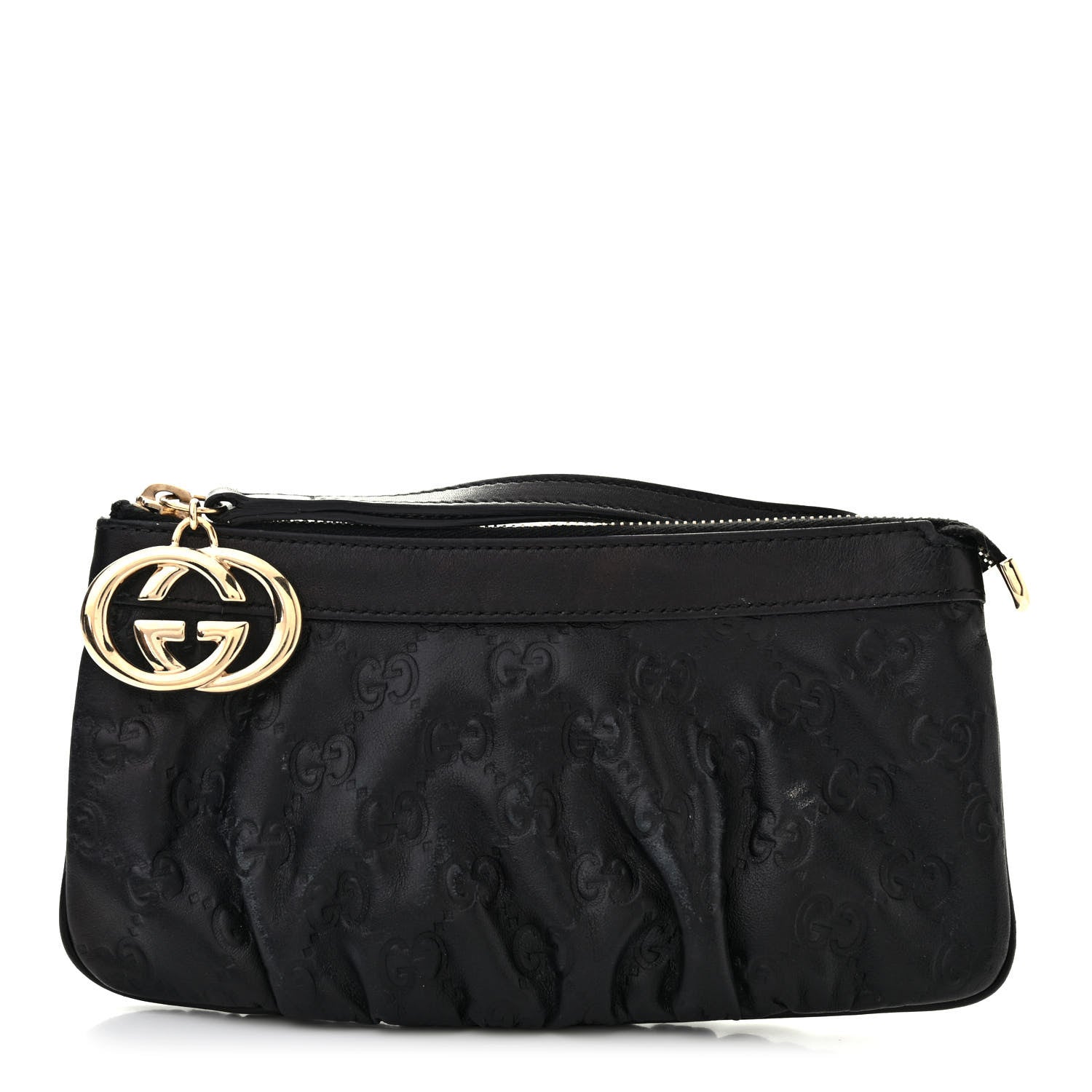 Gucci Guccissima Signature New Britt Wristlet Black 1 of 13