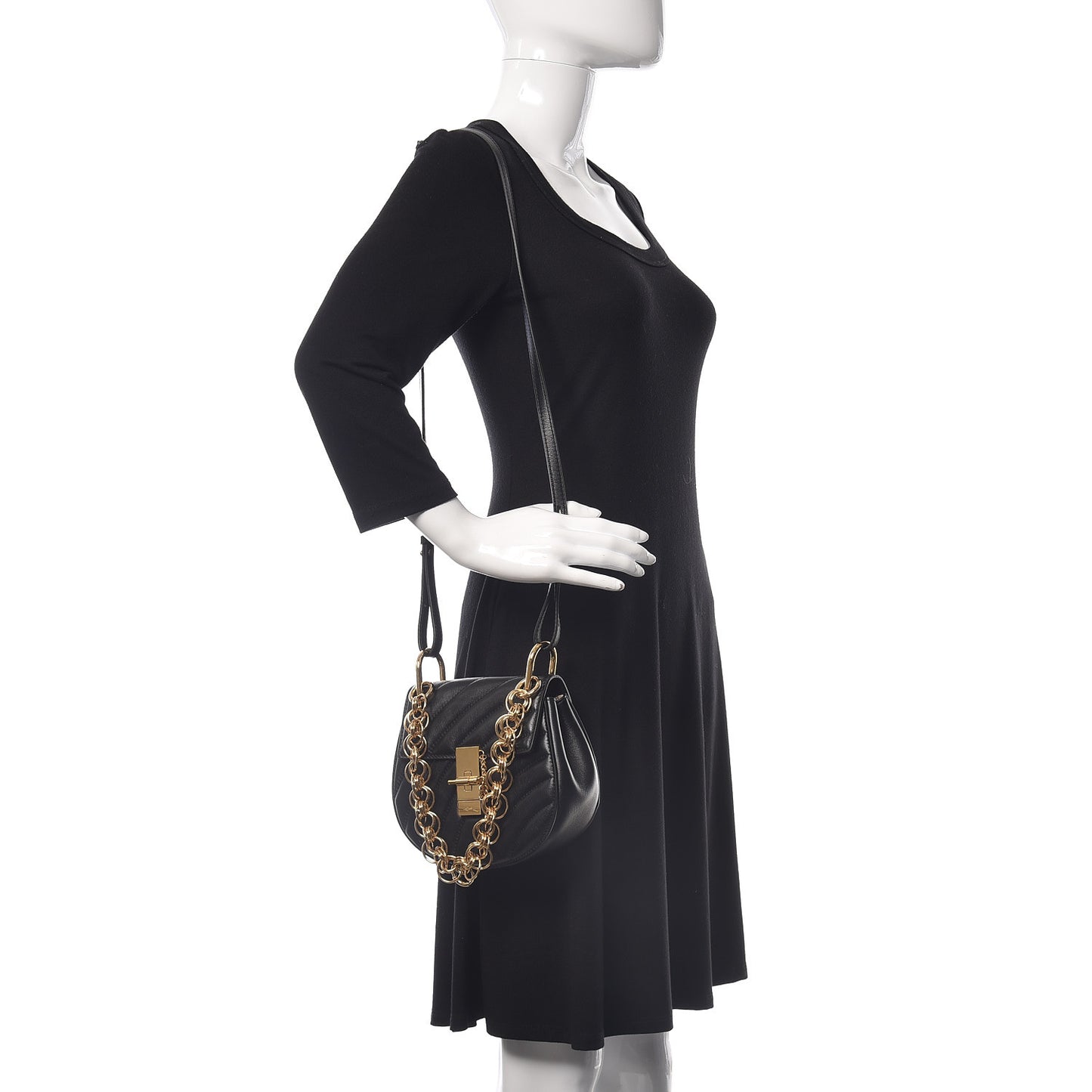 Calfskin Quilted Mini Drew Bijou Shoulder Bag Black