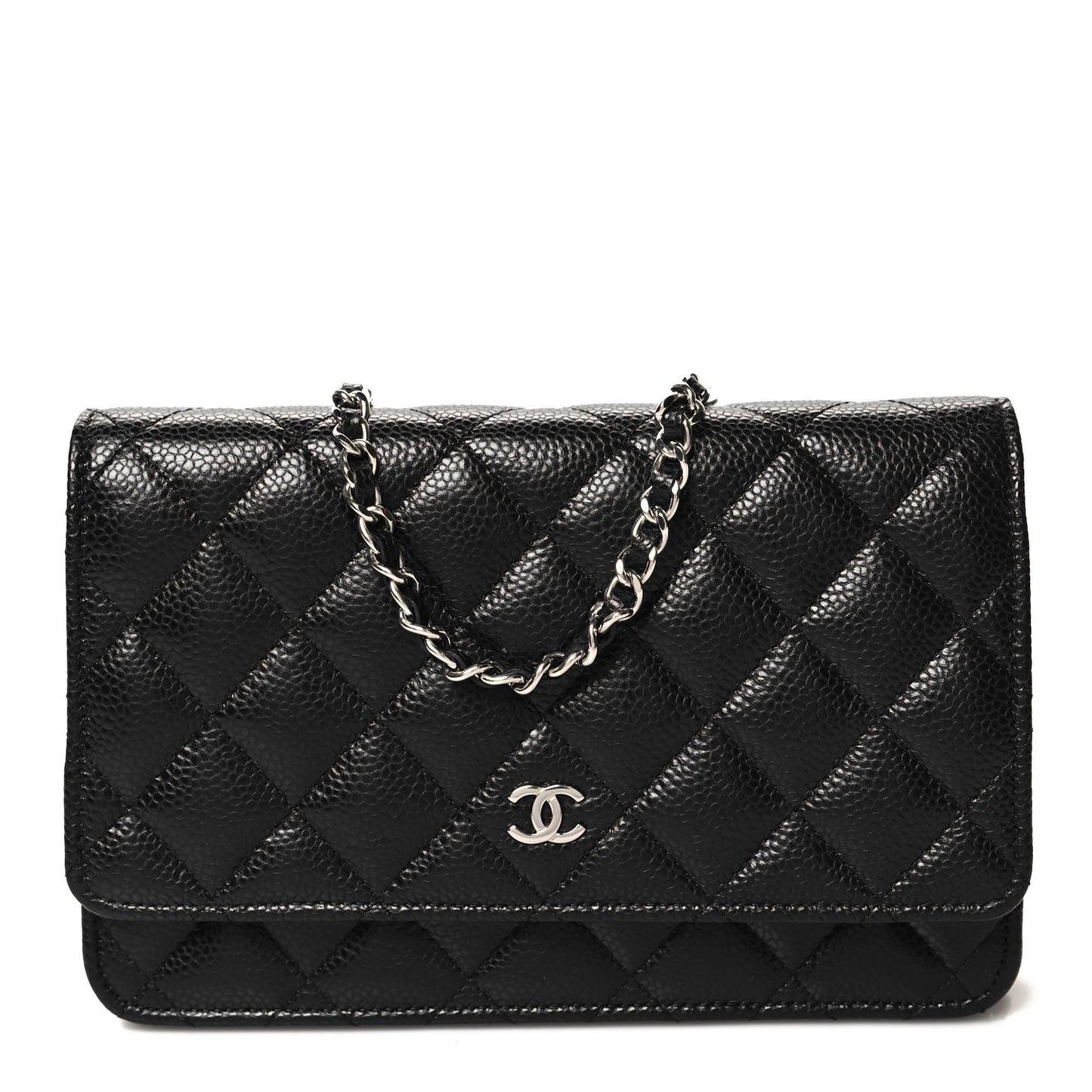 Caviar Quilted Wallet on Chain WOC Black