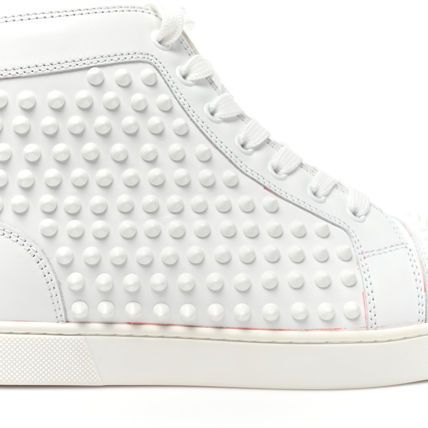 Calfskin Womens Louis Spikes Flat Sneakers 39.5 White