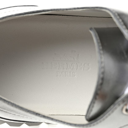 Hermes Metallic Calfskin Cross Sneakers 35 Silver 7 of 8