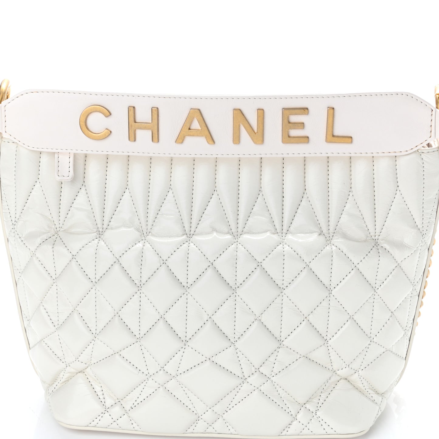 Glazed Calfskin Quilted State Of The Art Hobo White