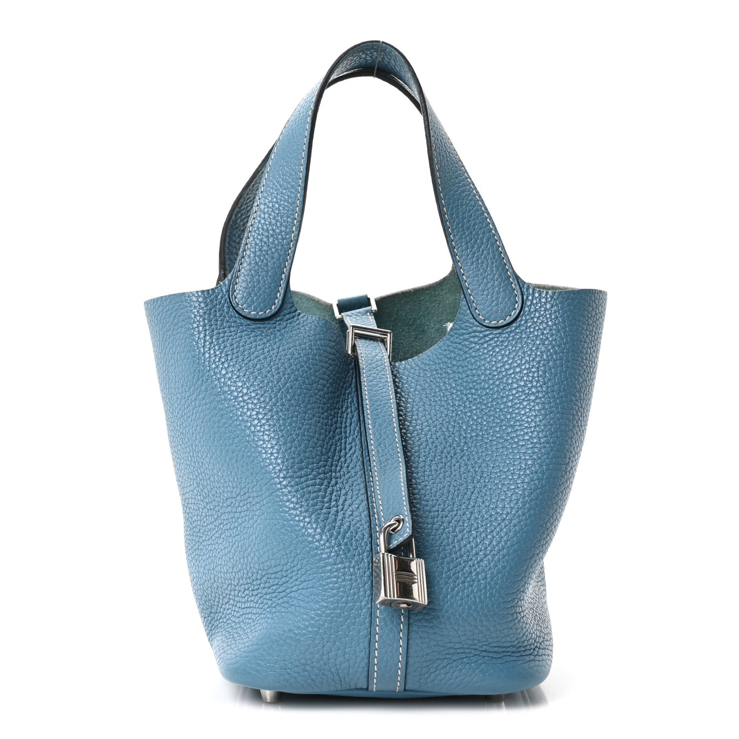 Taurillon Clemence Picotin Lock 18 PM New Blue Jean