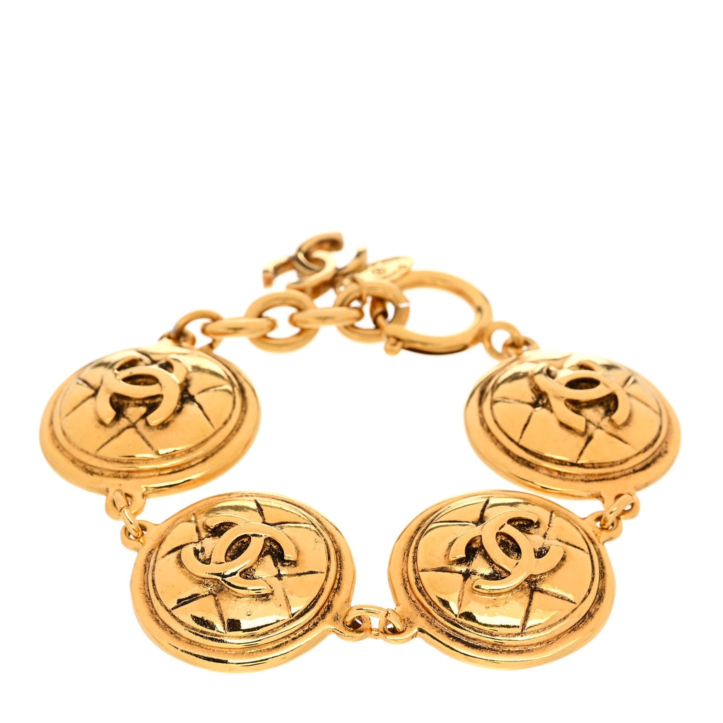 Metal CC Medallion Bracelet Gold