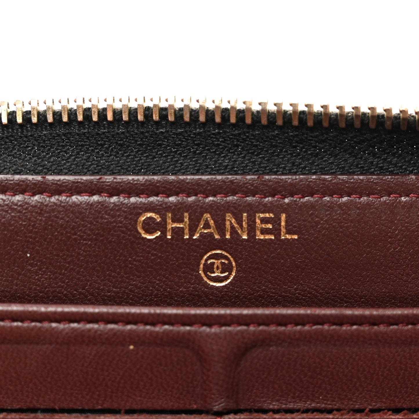 Lambskin Quilted Large Gusset Zip Around Wallet Black