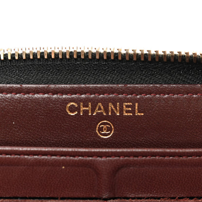 Chanel Lambskin Quilted Large Gusset Zip Around Wallet Black 7 of 10