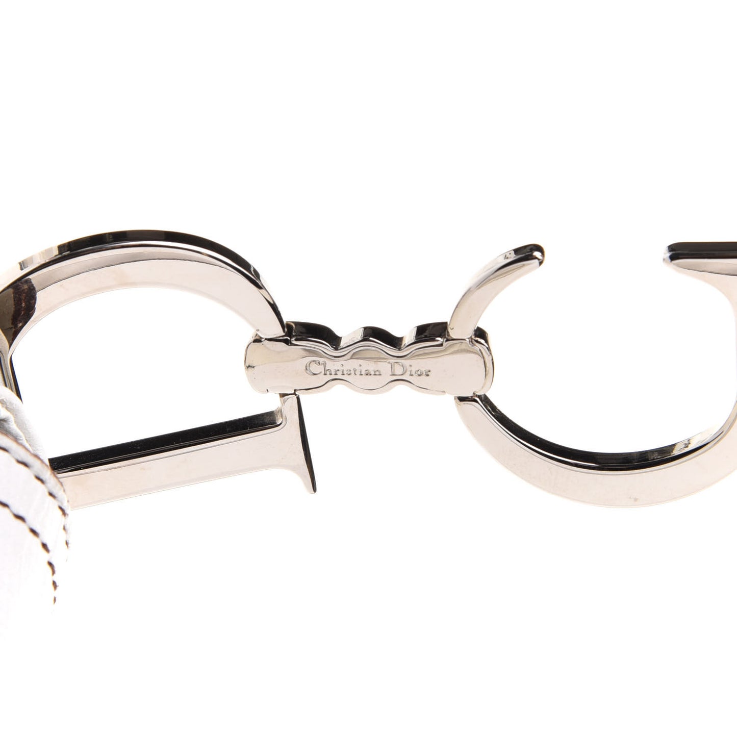 Grained Calfskin Saddle Pouch White