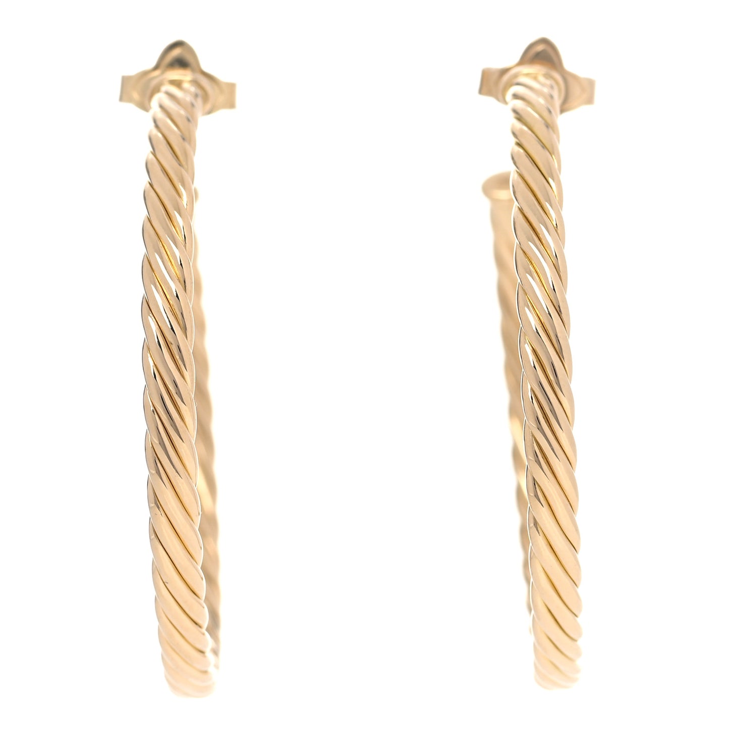 18K Yellow Gold Medium Cablespira Hoop Earrings