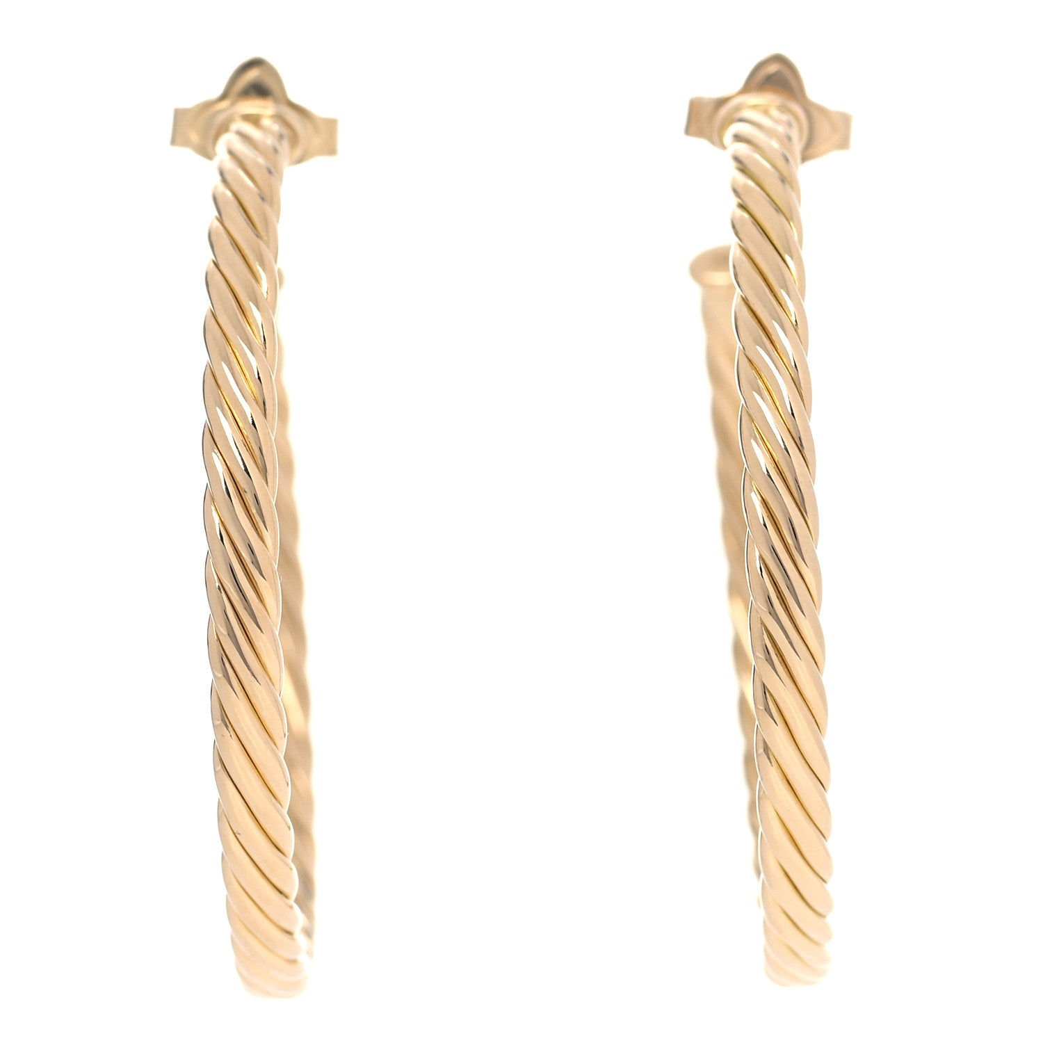 David Yurman 18K Yellow Gold Medium Cablespira Hoop Earrings 1 of 6