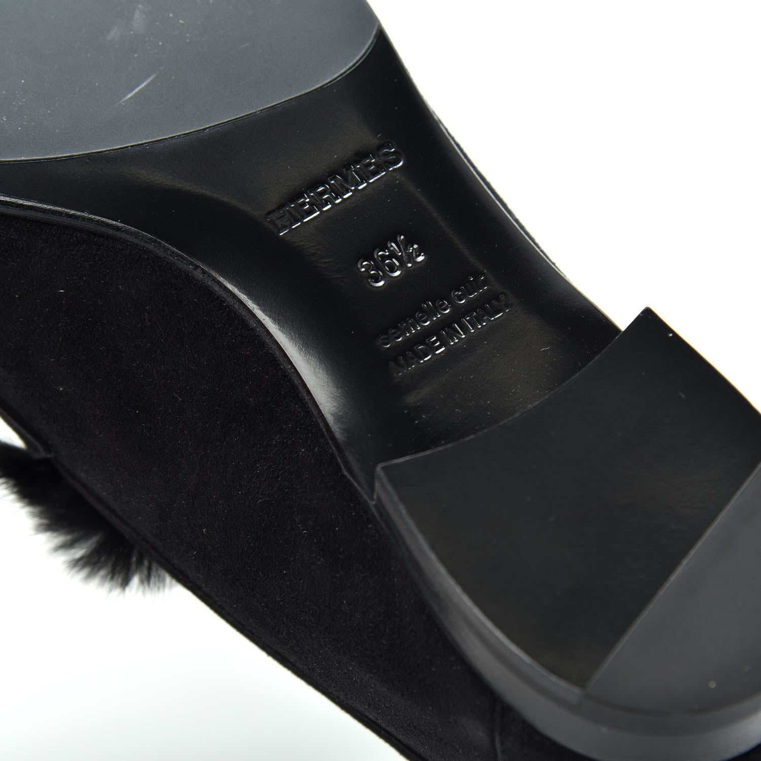 Hermes Mink Fur Suede Goatskin Paris Loafers 36.5 Black 9 of 11