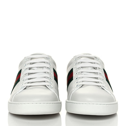 Gucci Calfskin Ayers Bee Embroidered Womens Ace Sneakers 37.5 White Green 2 of 9