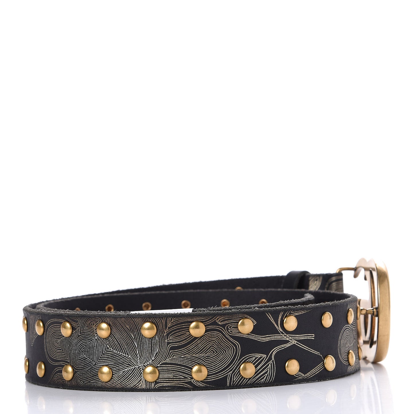 Calfskin Studded Marmont Belt 100 40 Black Gold