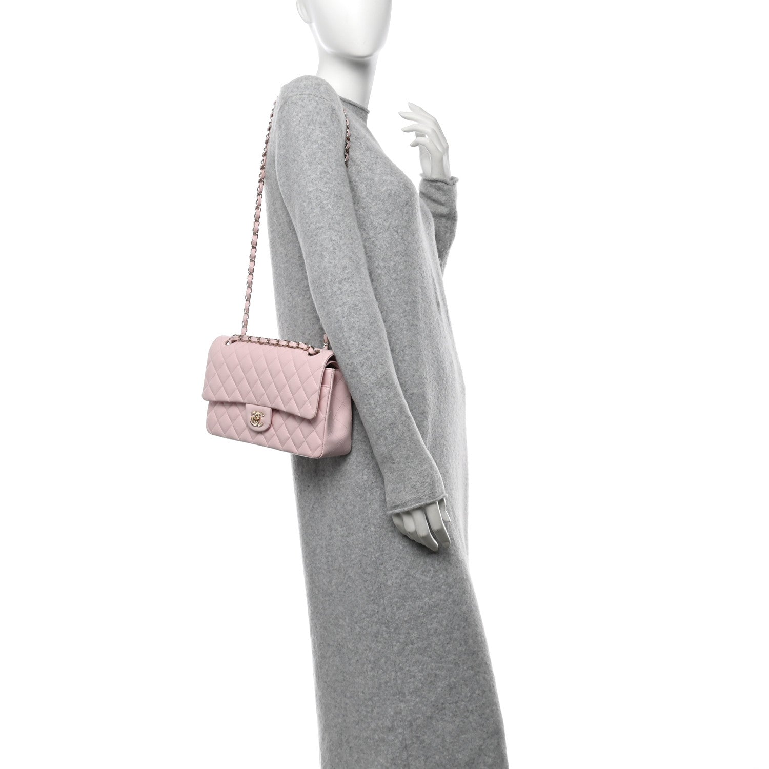 Chanel Caviar Quilted Medium Double Flap Light Pink 2 of 12