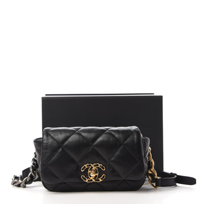 Chanel Goatskin Quilted Chanel 19 Waist Bag Black 11 of 11
