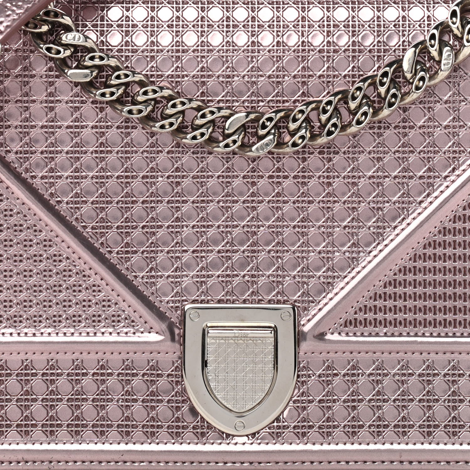 Christian Dior Metallic Patent Micro-Cannage Medium Diorama Flap Bag Pink 5 of 8