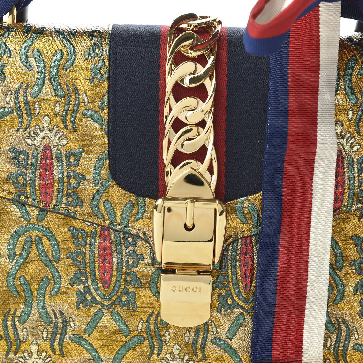 Gucci Iridescent Brocade Small Sylvie Shoulder Bag Gold 10 of 10