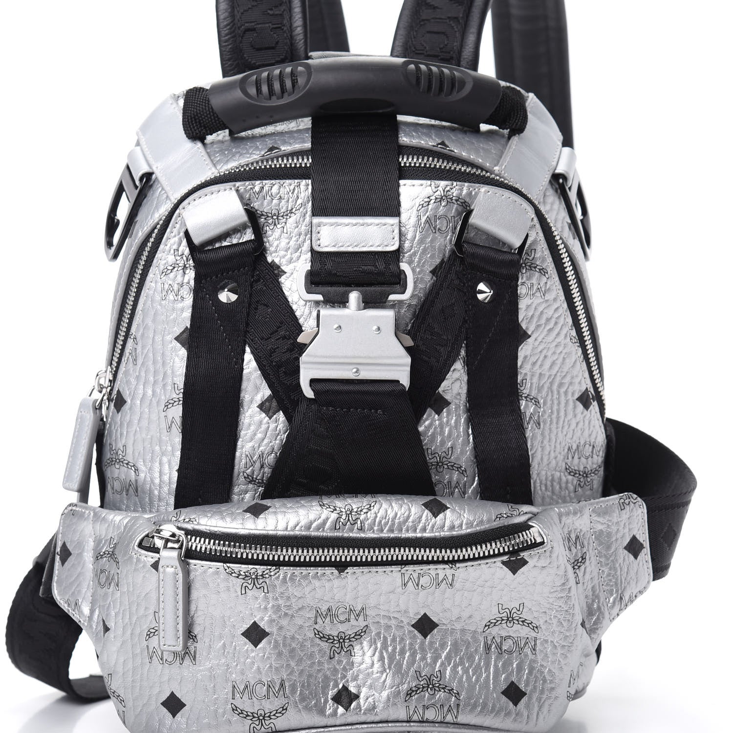 MCM Visetos Small Jemison Backpack Silver 7 of 10