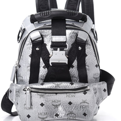 MCM Visetos Small Jemison Backpack Silver 7 of 10