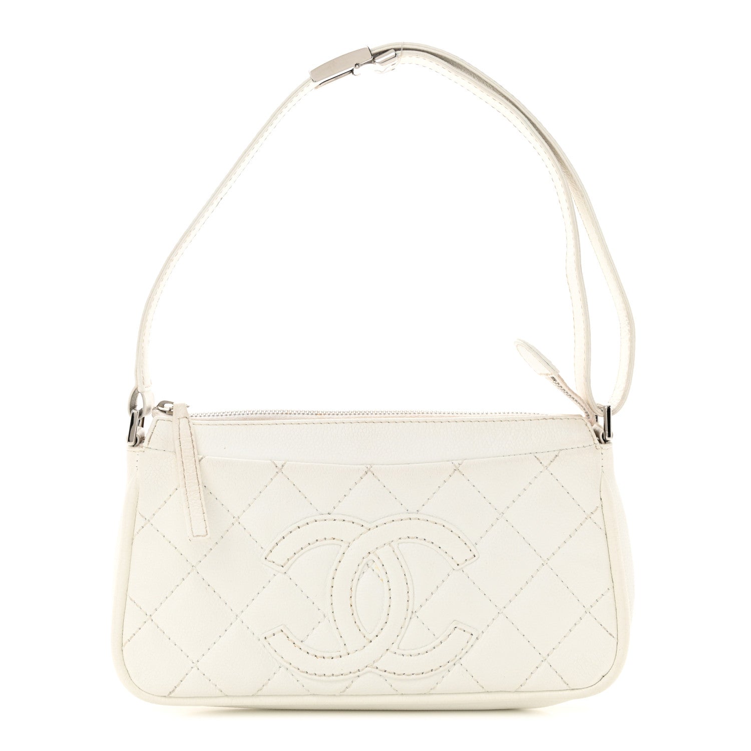 Chanel Caviar Quilted Timeless CC Shoulder Bag White 1 of 22
