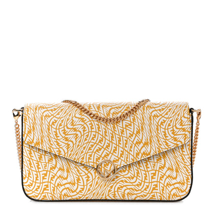 Fendi X SARAH COLEMAN Vitello Liberty Ceylon F is Fendi Micro FF Vertigo Embossed Envelope Wallet on Chain with Pouches Mimosa White 2 of 15