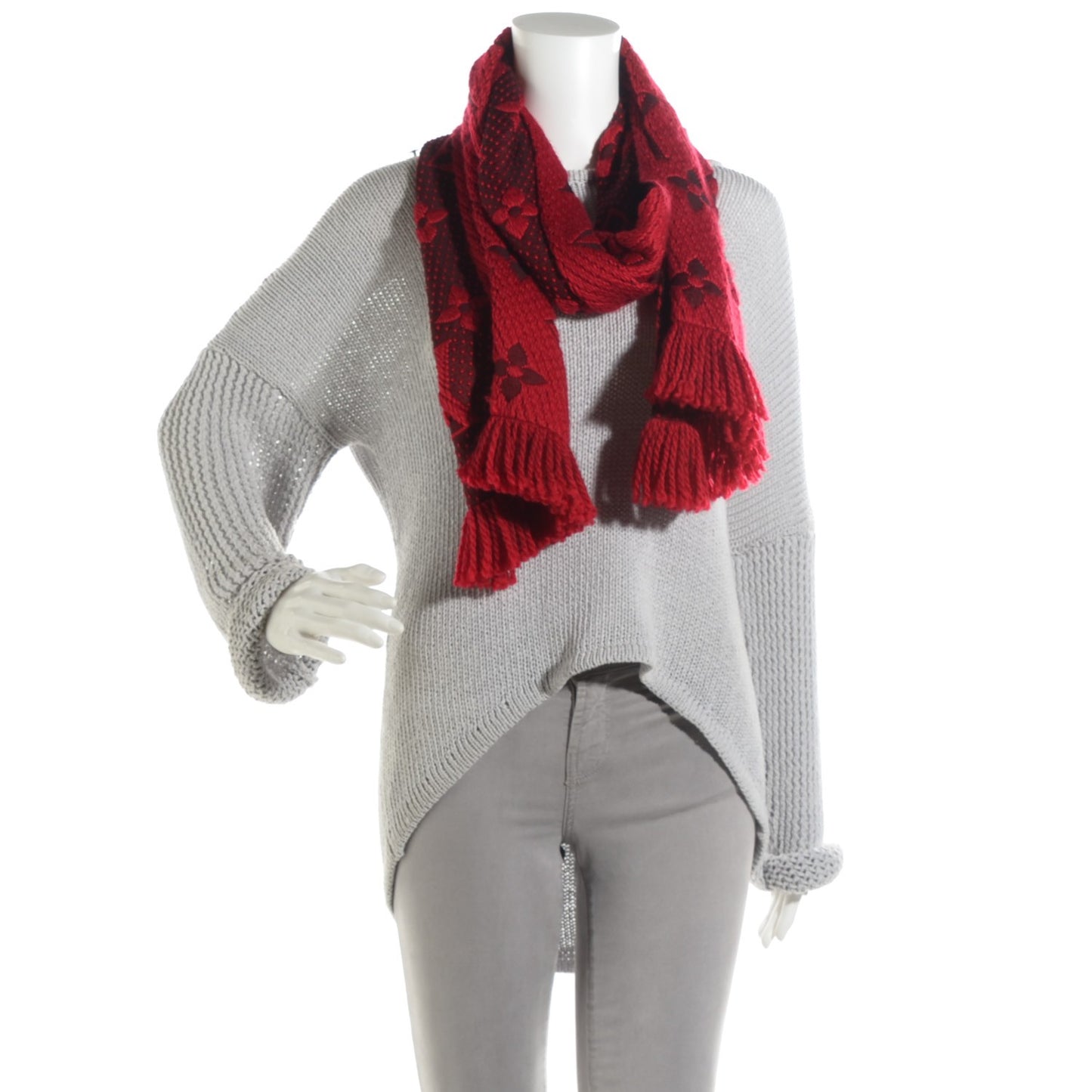 Wool Silk Logomania Scarf Rubis