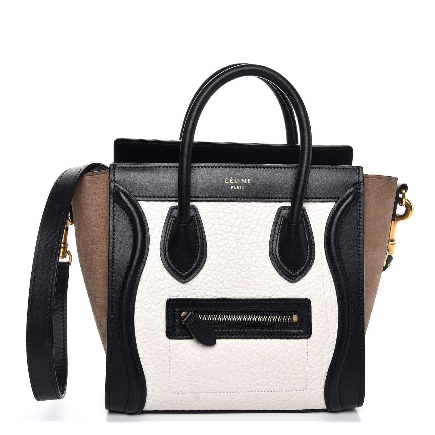 Bullhide Calfskin Suede Nano Tri-Color Luggage White