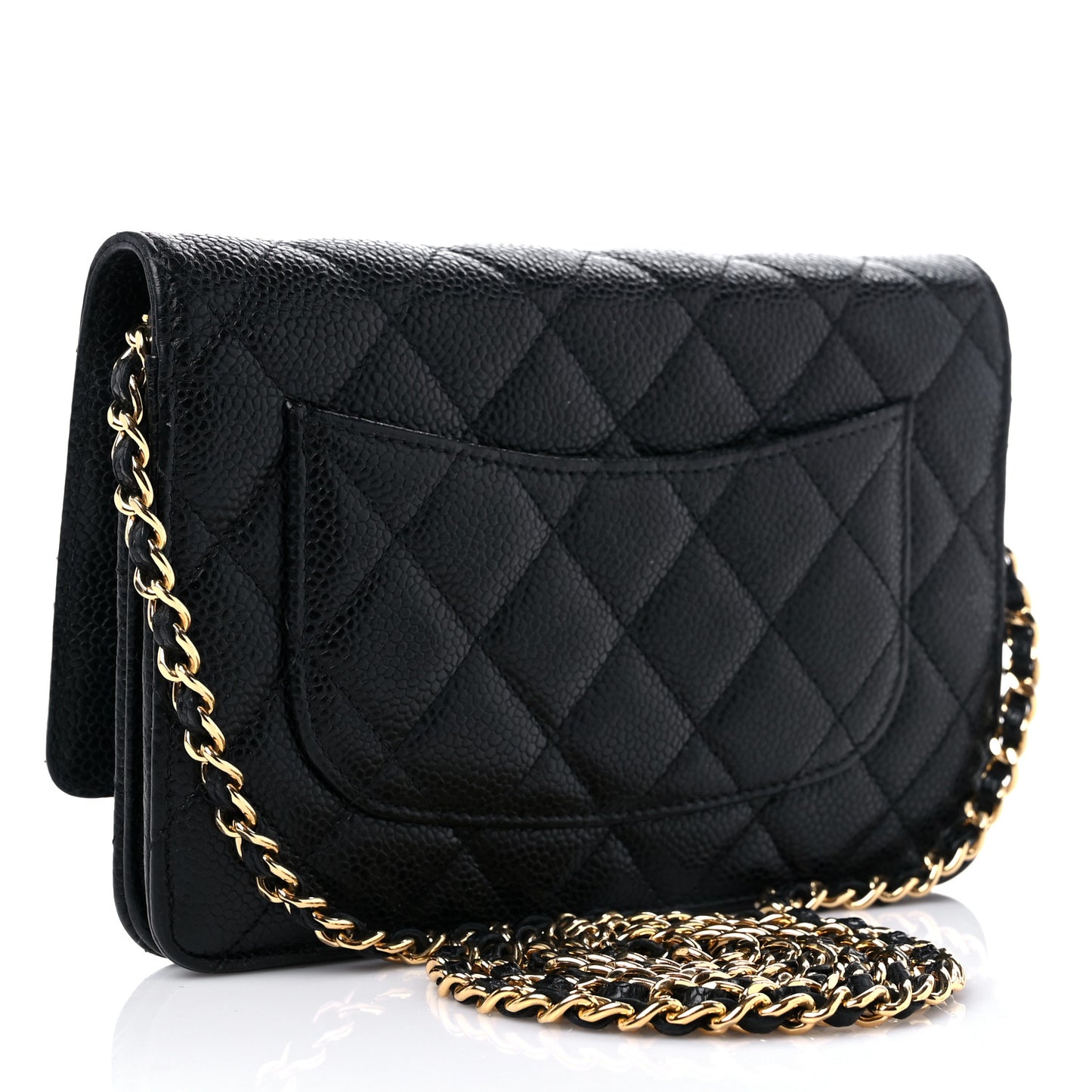Caviar Quilted Wallet On Chain WOC Black