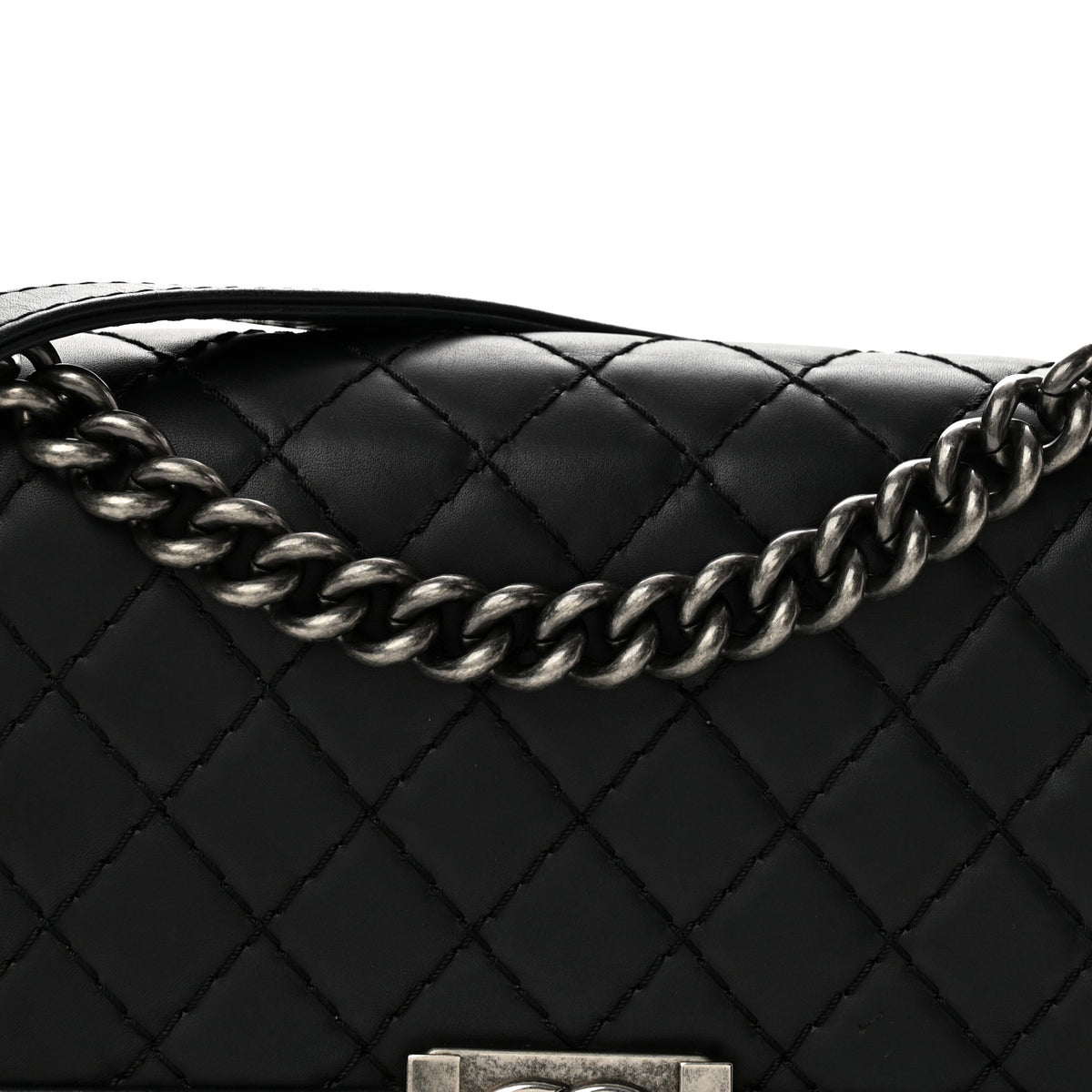 Chanel Calfskin Double Stitch New Medium Boy Flap Black 8 of 13
