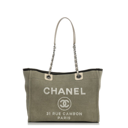Chanel Canvas Small Deauville Tote Khaki 1 of 7