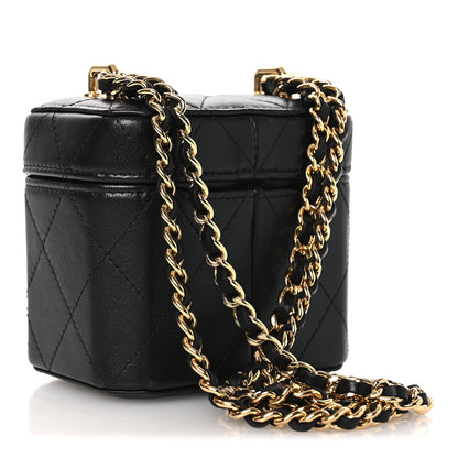 Chanel Lambskin Quilted Vanity Clutch With Chain Black 2 of 11