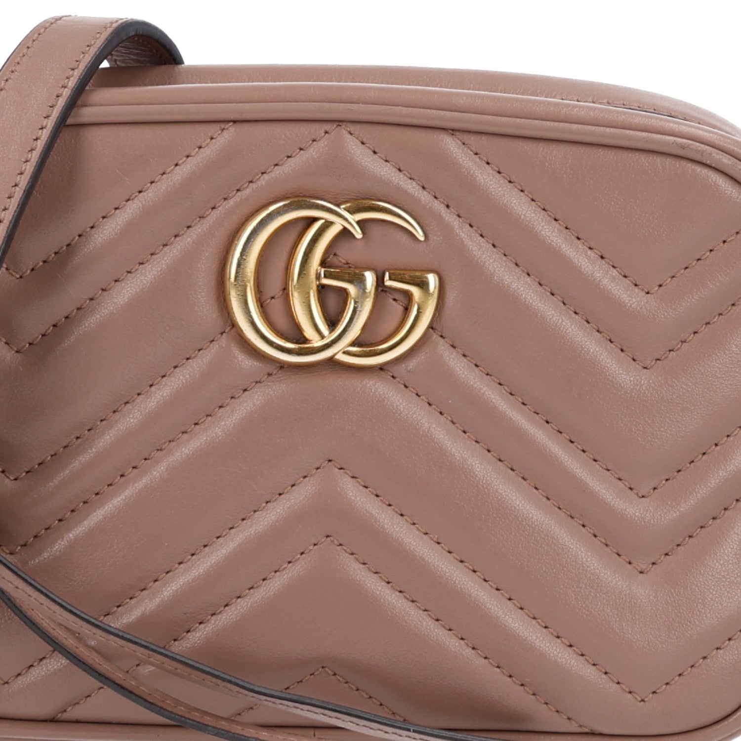 Gucci Calfskin Matelasse Mini GG Marmont Chain Shoulder Bag Porcelain Rose 9 of 11