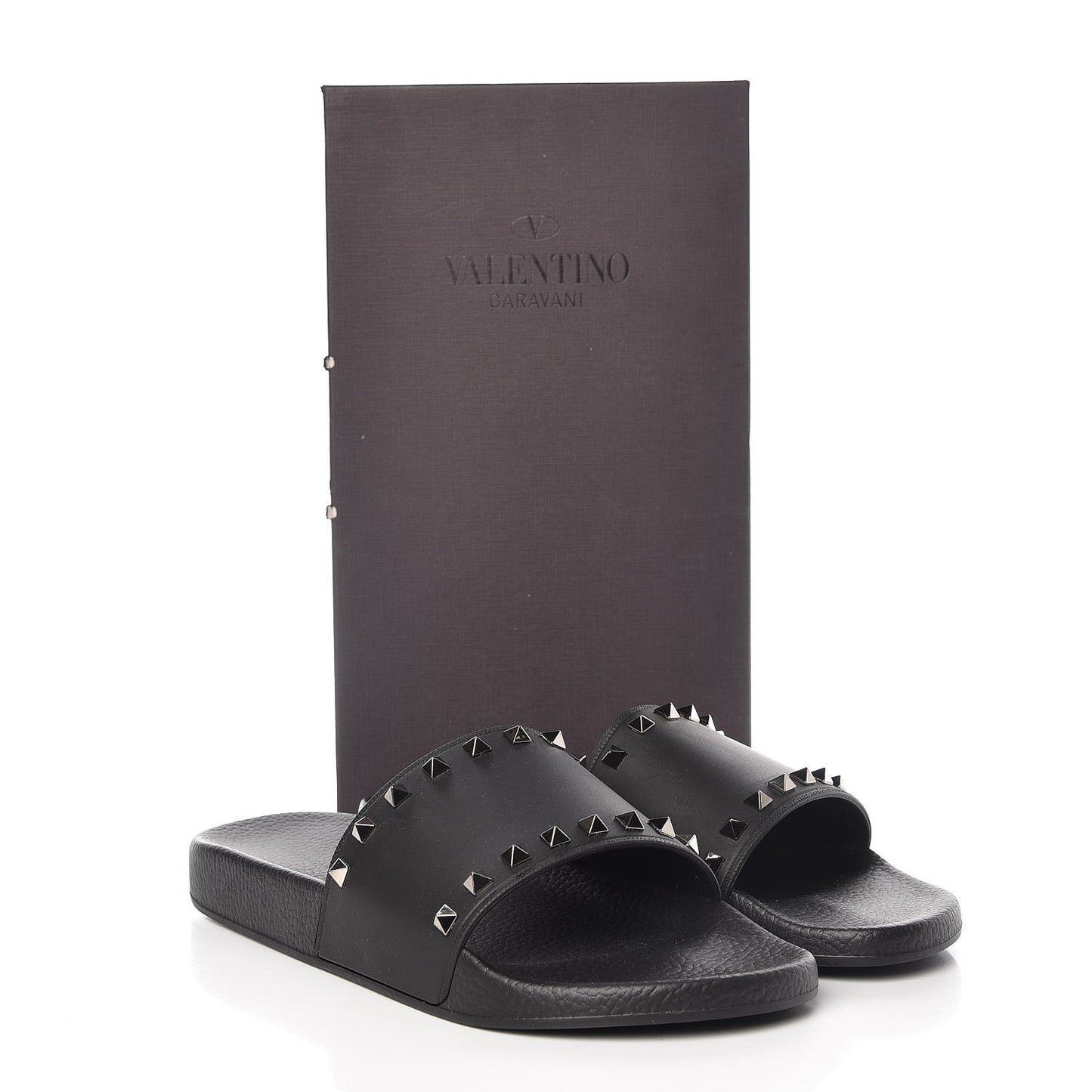 Rubber Rockstud Slide Sandals 44 Black