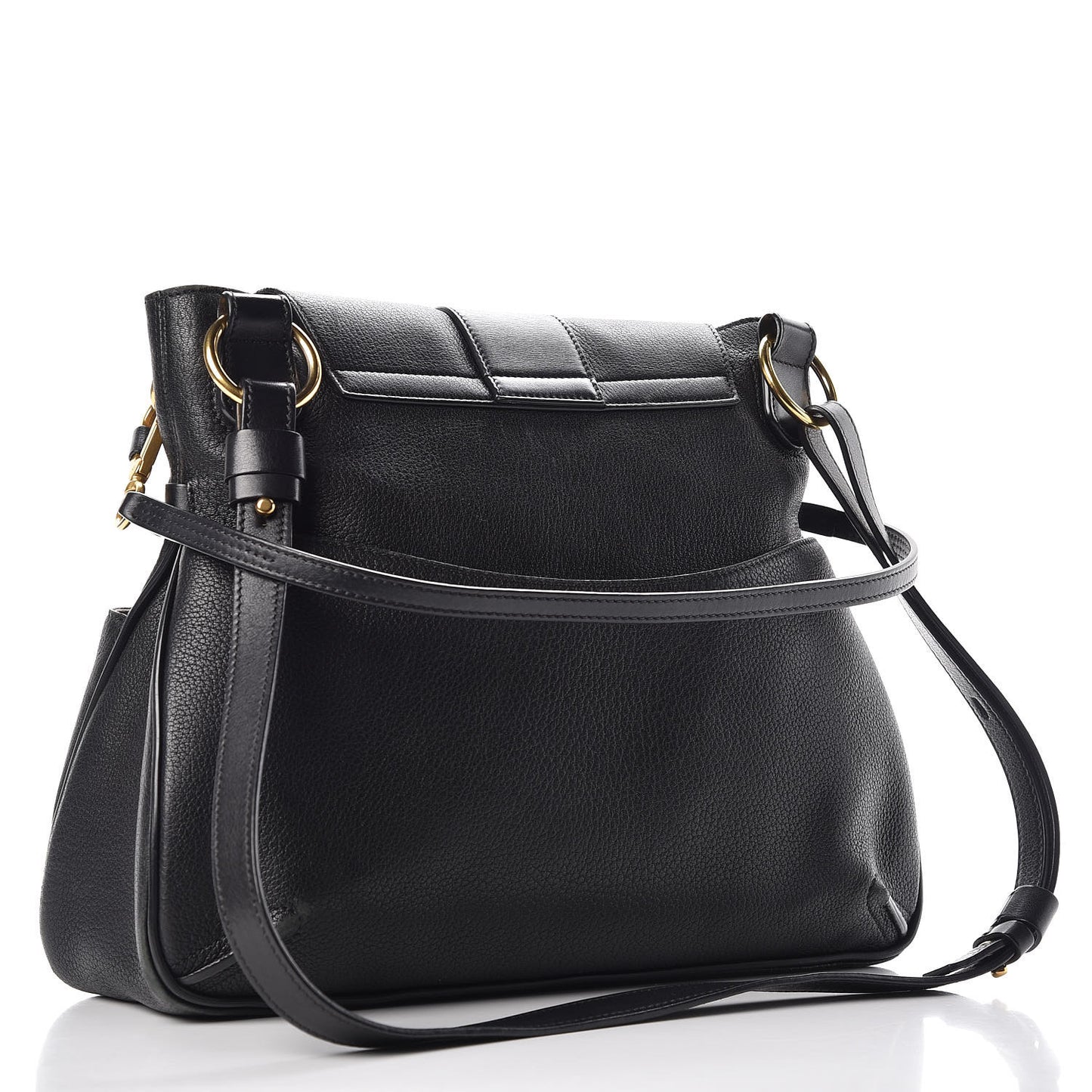 Grained Lambskin Calfskin Medium Lexa Shoulder Bag Black
