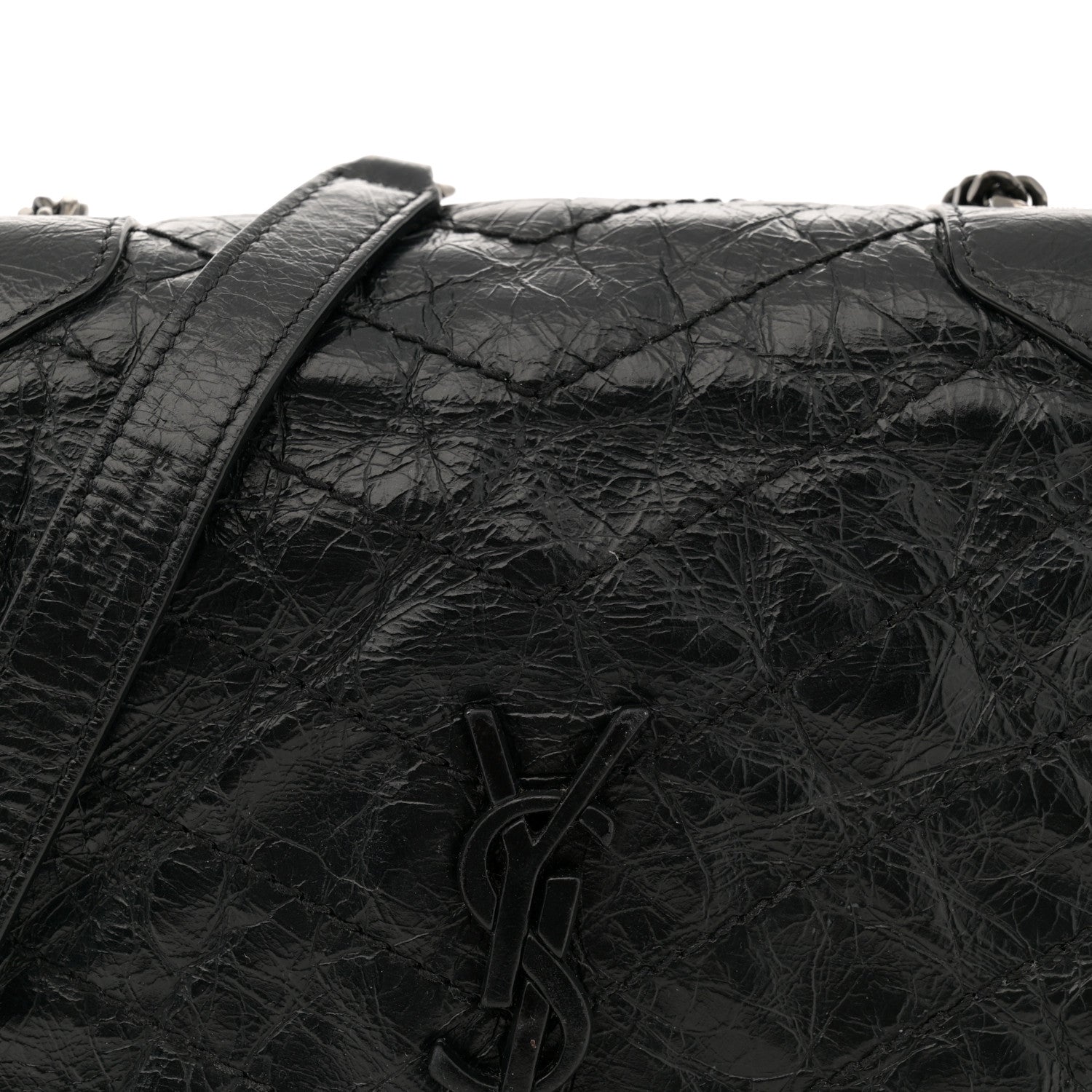 Saint Laurent Crinkled Calfskin Matelasse Monogram Niki Chain Wallet Black 7 of 13
