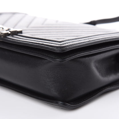 Chanel Caviar Chevron Quilted New Medium Boy Flap Black 9 of 17