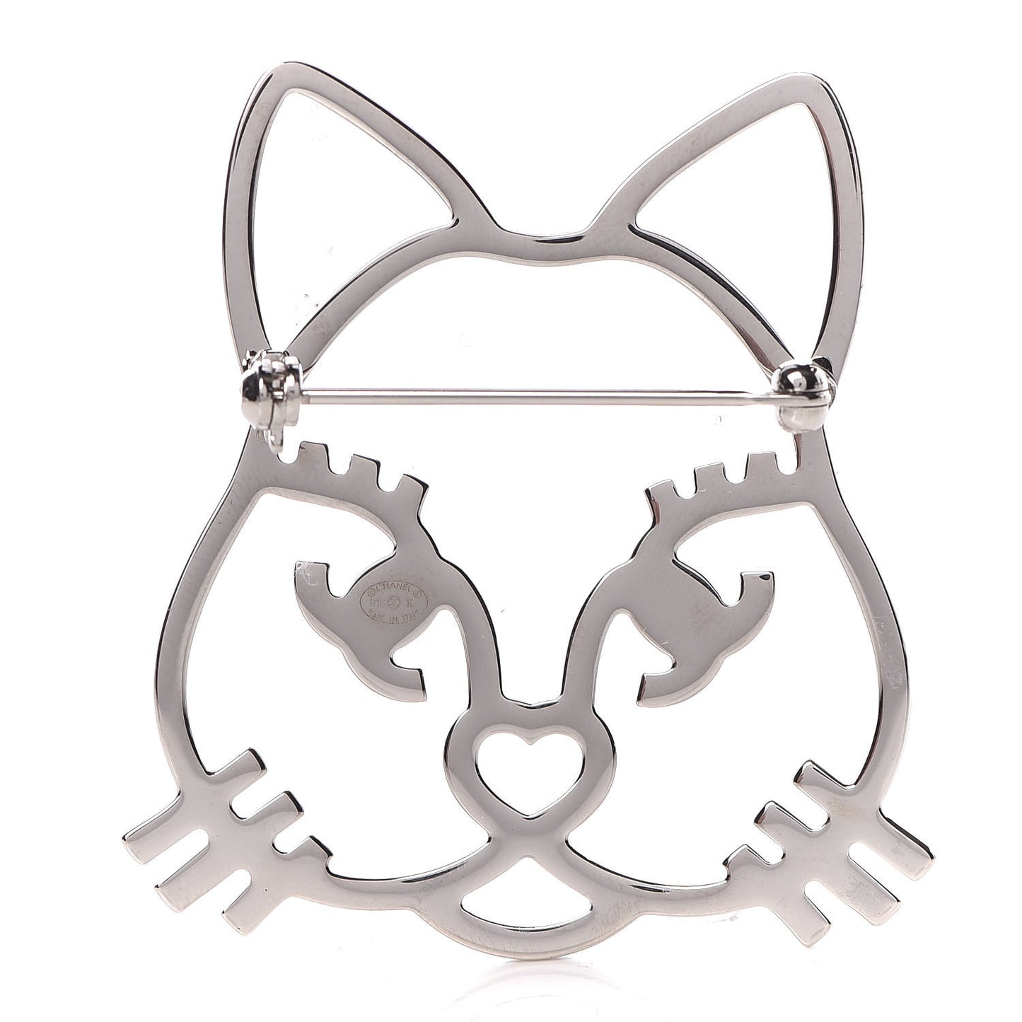 Strass Crystal Emoji Choupette Cat Brooch Silver