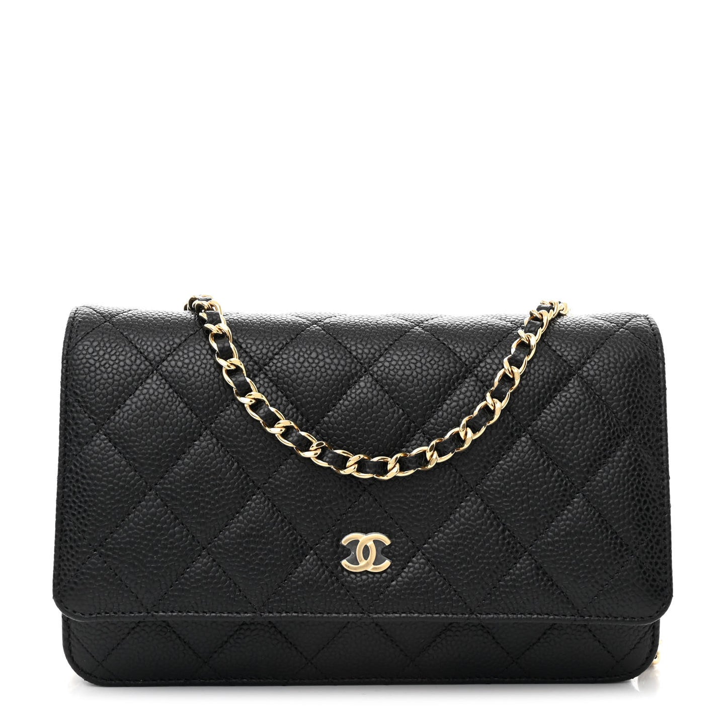 Caviar Quilted Wallet on Chain WOC Black