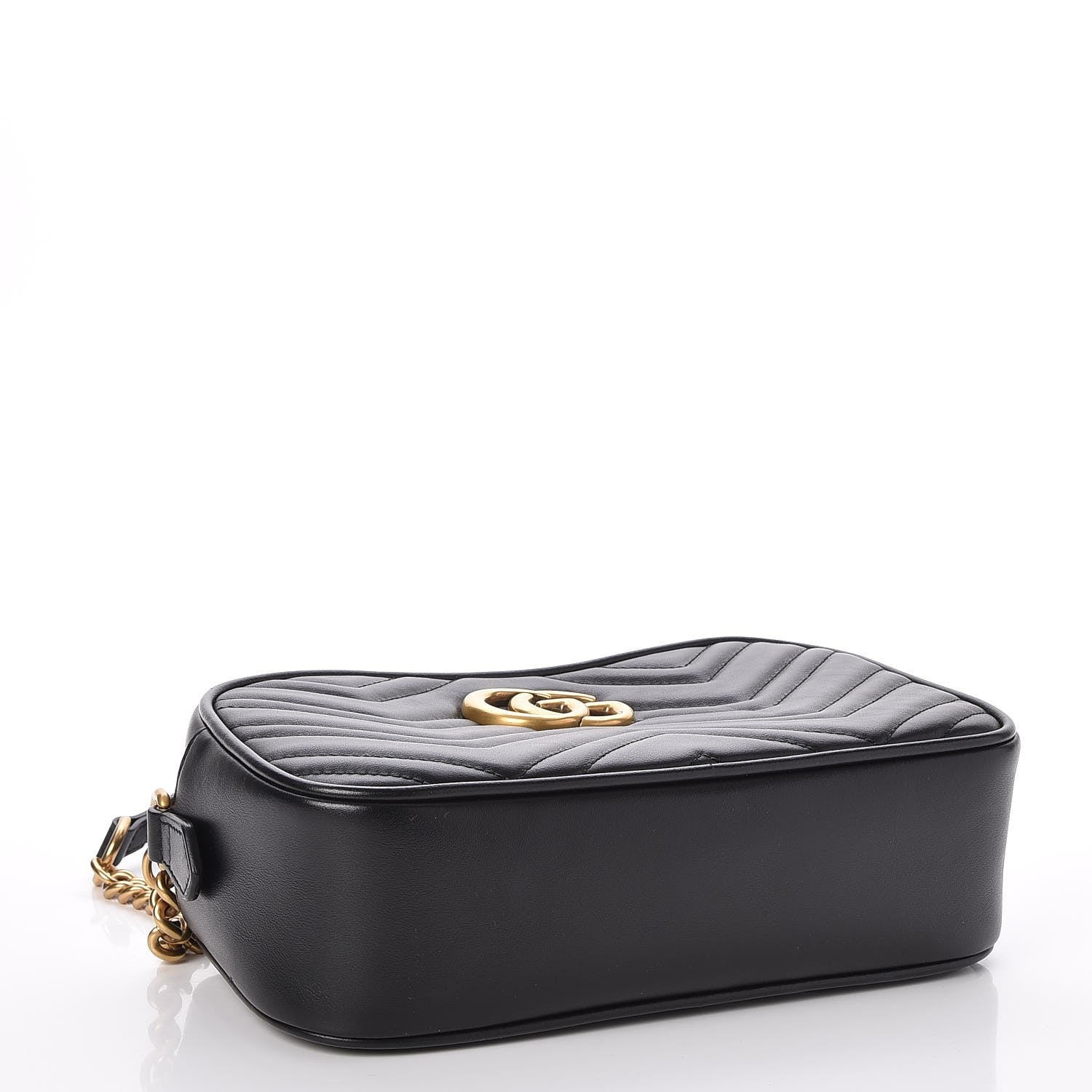 Gucci Calfskin Matelasse Small GG Marmont Chain Shoulder Bag Black 4 of 8
