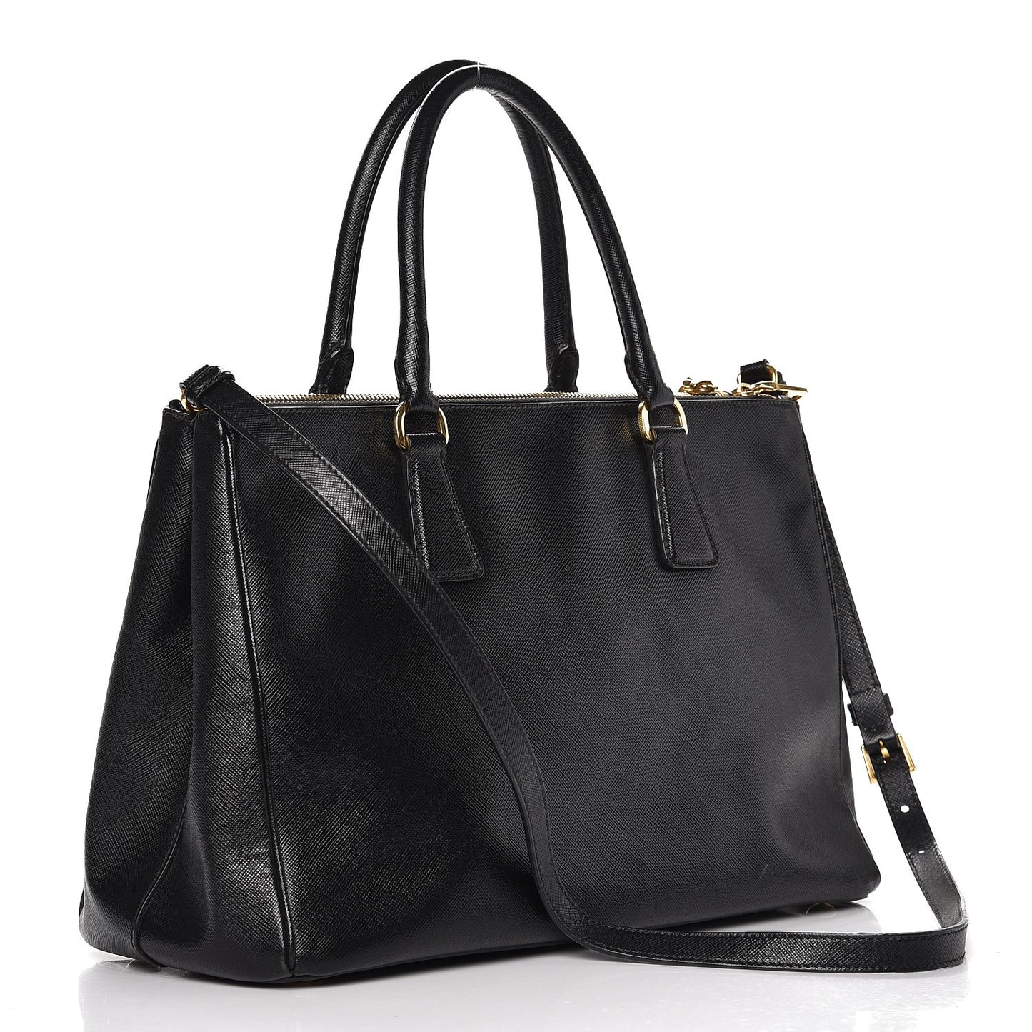 Saffiano Medium Galleria Double Zip Tote Black