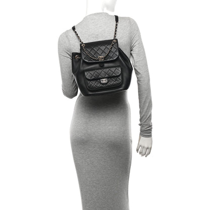 Chanel Lambskin Quilted Large Duma Drawstring Backpack Black 2 of 11