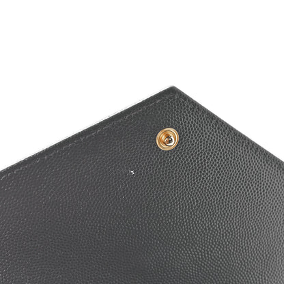 Saint Laurent Grain De Poudre Matelasse Chevron Monogram Chain Wallet Oyster Grey 11 of 11