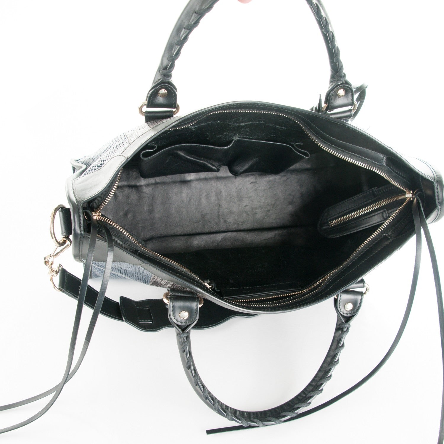 Balenciaga Snakeskin Calfskin Classic Silver Hardware City Bleu Black 6 of 9