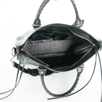Balenciaga Snakeskin Calfskin Classic Silver Hardware City Bleu Black 6 of 9