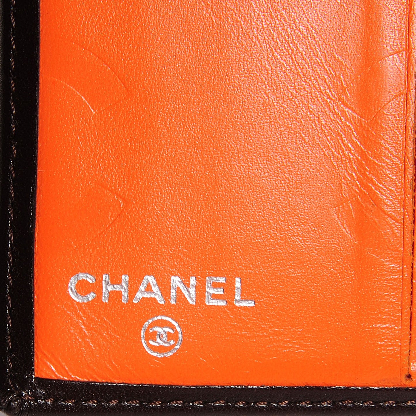 Calfskin Quilted Cambon Bi-fold Wallet Brown