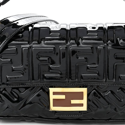 Fendi Patent FF 1974 Embossed Baguette Black 6 of 8