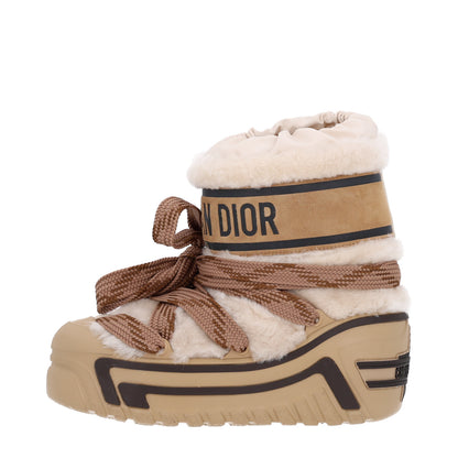 Christian Dior Shearling Suede Lambskin DiorAlps Snow Ankle Boot 37-38 Chestnut 1 of 11