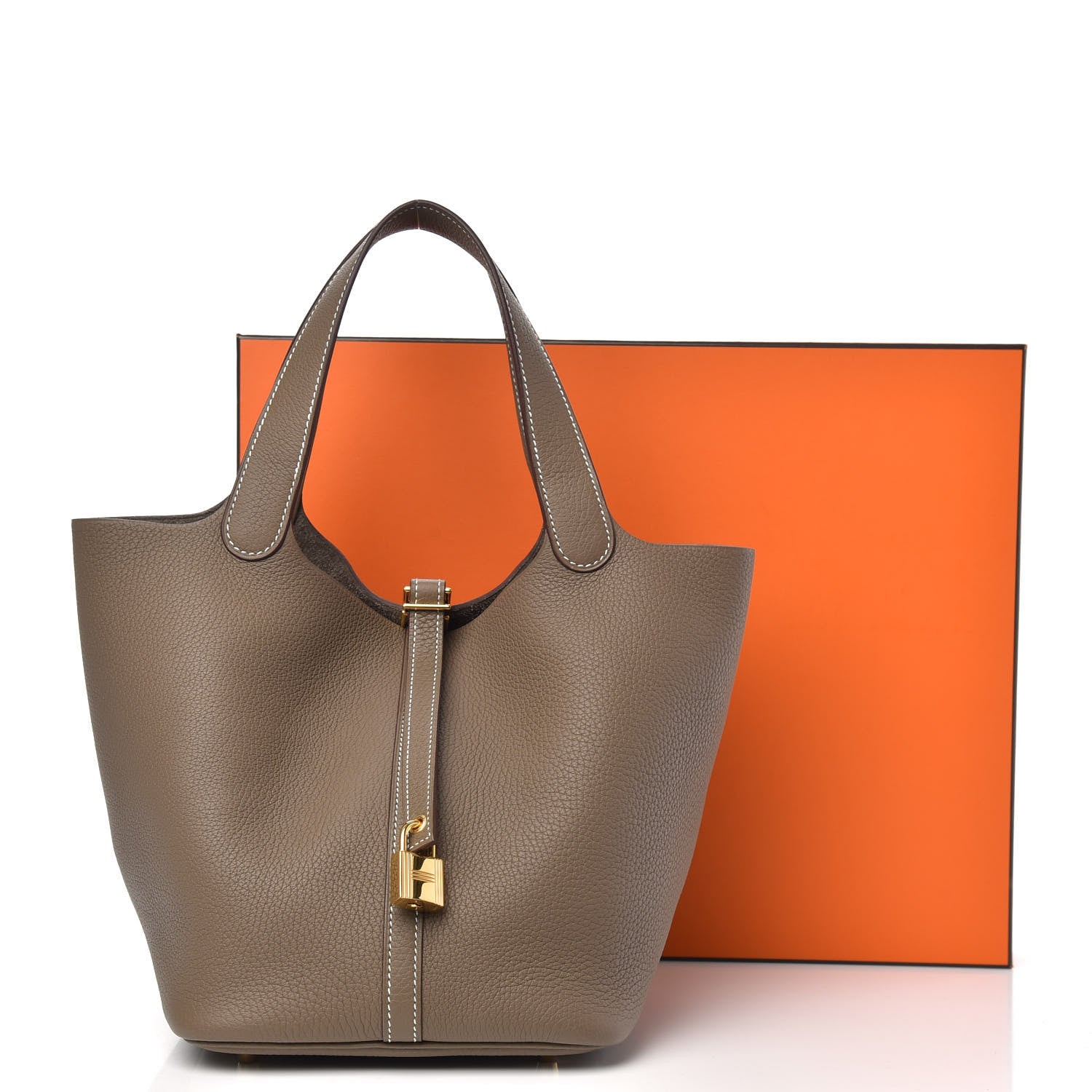 Hermes Taurillon Clemence Picotin Lock 22 MM Etoupe 9 of 9